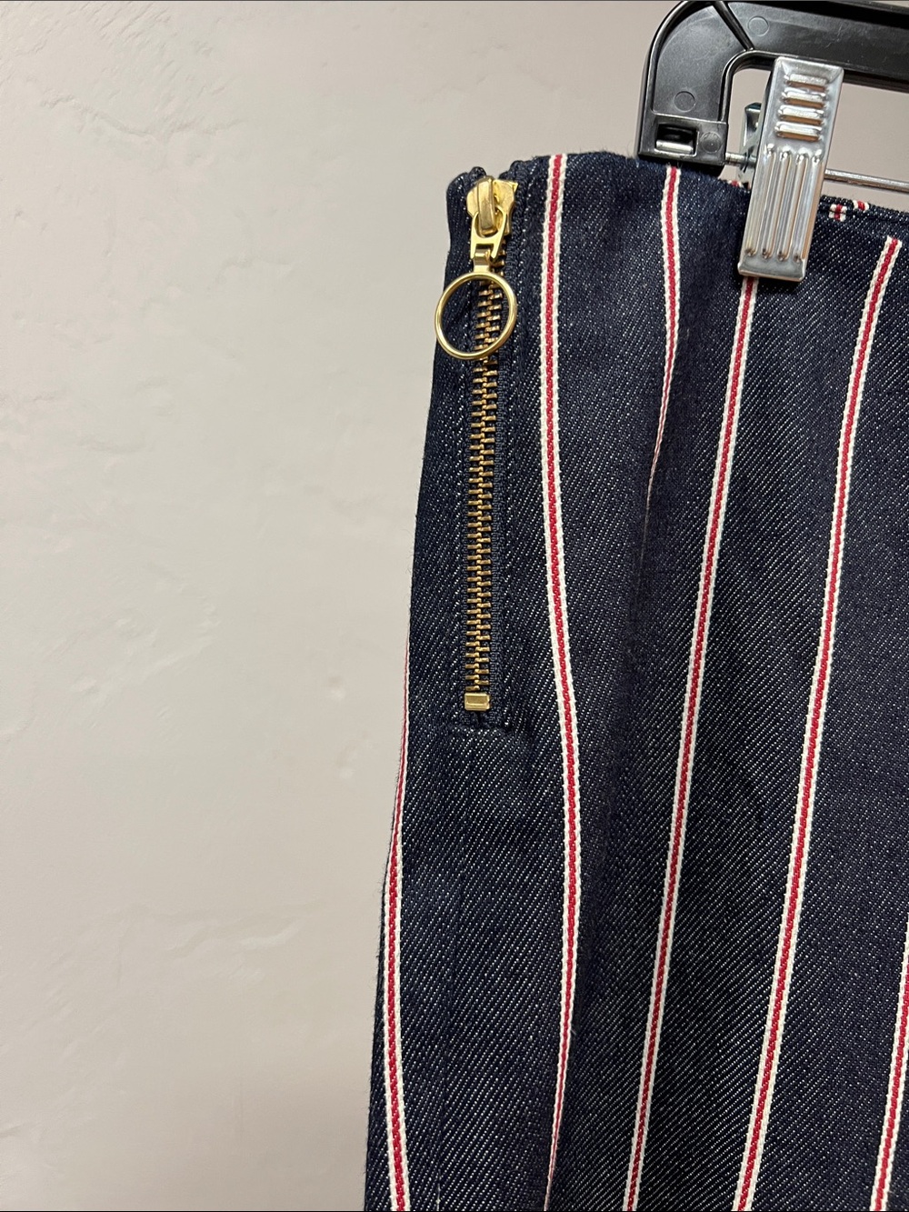 Maggie Marilyn 💯% Cotton Denim Navy Pants with Red, White Stripes Size 8 - Picture 5 of 16